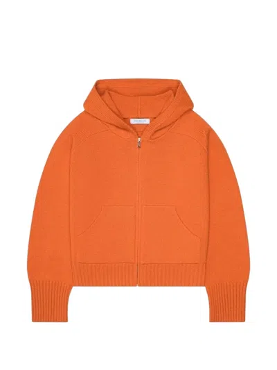 Calle Del Mar Cashmere Hooded Cardigan In Orange