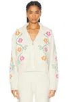 Calle Del Mar Cashmere Vine Floral Cardigan In Natural Multi