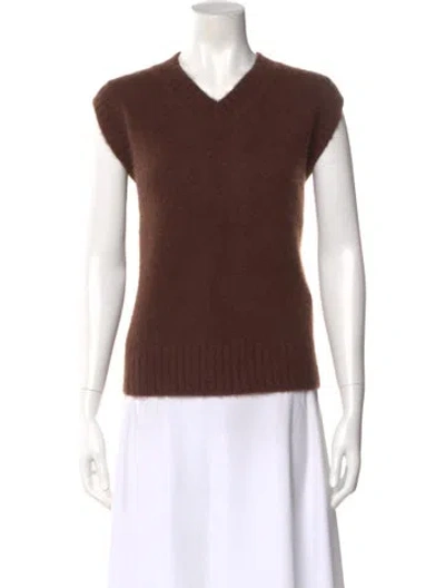 Pre-owned Calle Del Mar Cashmere V-neck Sweater In Brown