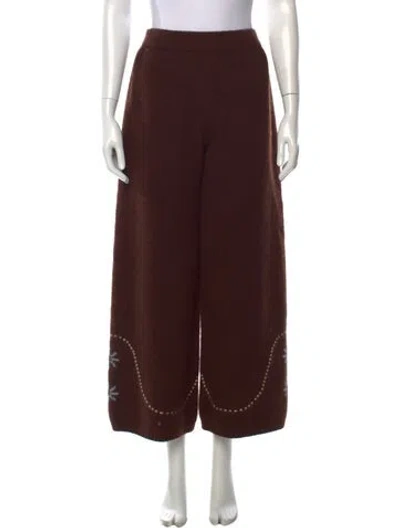 Pre-owned Calle Del Mar Cashmere Wide Leg Pants In Brown