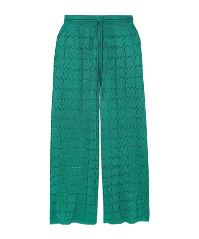 Calle Del Mar Casual Knitted Wide-leg Pants In Green