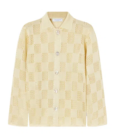 Calle Del Mar Checked Woven Cardigan In Neutral
