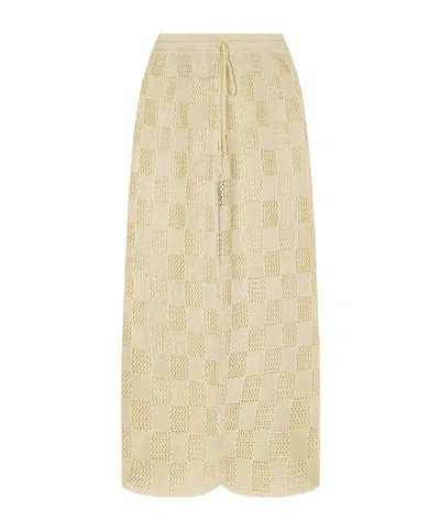 Calle Del Mar Checked Woven Wide-leg Pants In Yellow