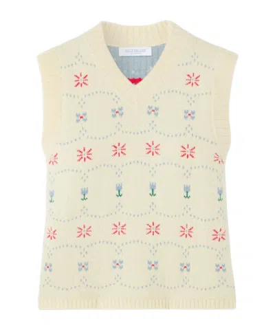 Calle Del Mar Cashmere And Silk-blend Jacquard Vest In Yellow