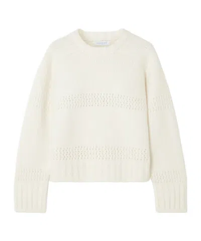 Calle Del Mar Pointelle-knit Cashmere And Silk-blend Sweater In Cream