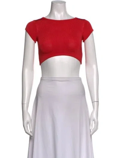 Pre-owned Calle Del Mar Crew Neck Short Sleeve Crop Top In Red