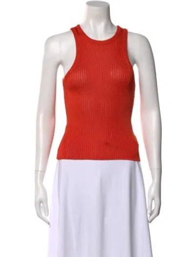Pre-owned Calle Del Mar Crew Neck Sleeveless Top In Orange