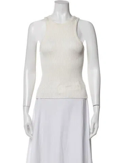 Pre-owned Calle Del Mar Crew Neck Sleeveless Top In White
