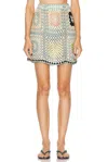 Calle Del Mar Crochet Granny Square Skirt In Storm & Multi