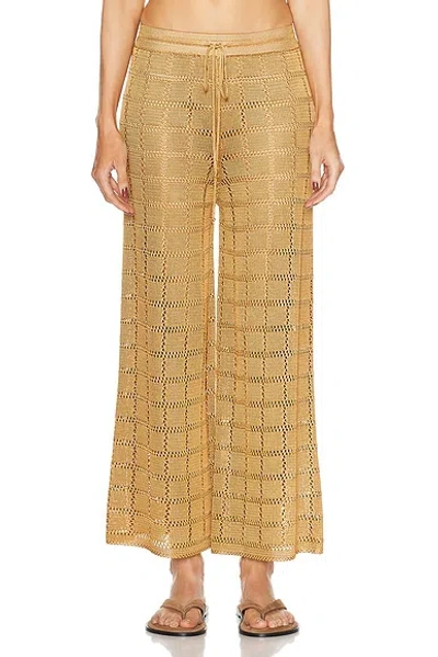 Calle Del Mar Crochet Patchwork Trouser In Camel