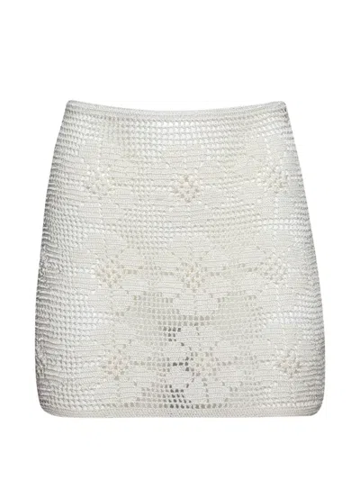 Calle Del Mar Daisy Chain Crochet Skirt In Neutral