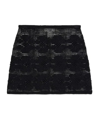 Calle Del Mar Daisy Chain Crocheted Mini Skirt In Black