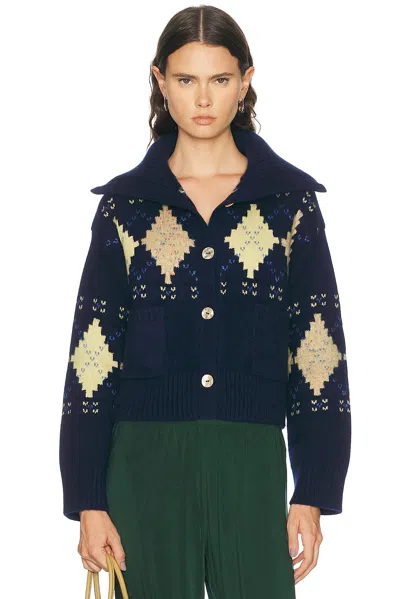 Calle Del Mar Donegal Argyle Cardigan In Blue