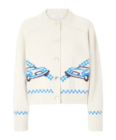 Calle Del Mar Embroidered Cashmere Cardigan In White
