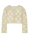 Calle Del Mar Floral Crochet Cardigan In Nude