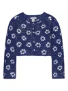 Calle Del Mar Floral Crochet Cardigan In Blue