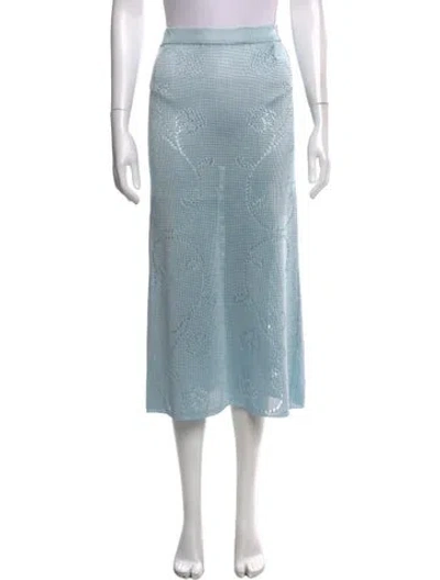 Pre-owned Calle Del Mar Floral Print Midi Length Skirt In Blue