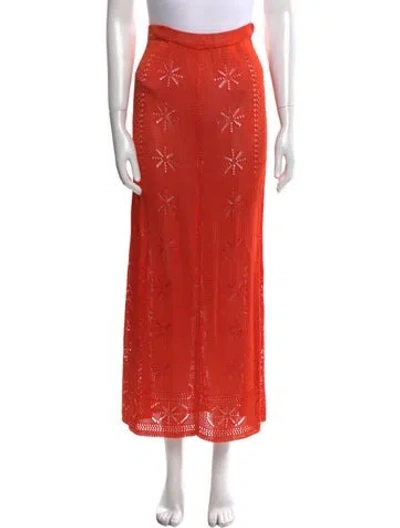 Pre-owned Calle Del Mar Floral Print Midi Length Skirt In Orange