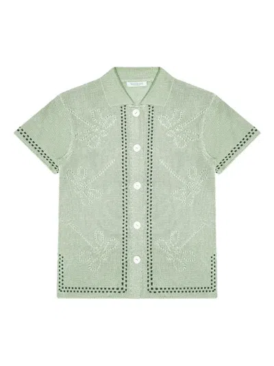 Calle Del Mar Garden Party Short-sleeve Knitted Shirt In Green