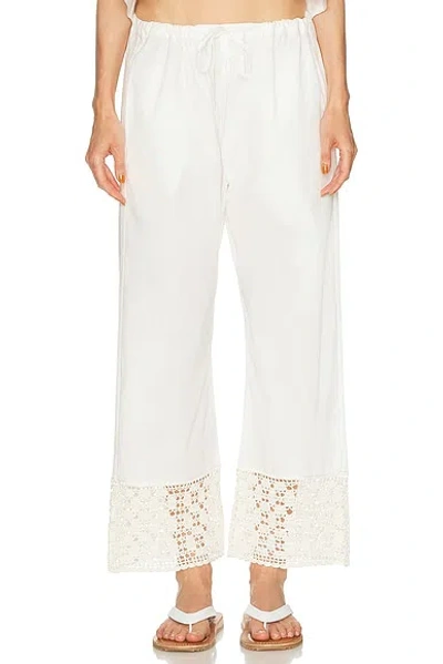 Calle Del Mar Heriloom Lace-trimmed Cotton-poplin Wide-leg Pants In Burgundy