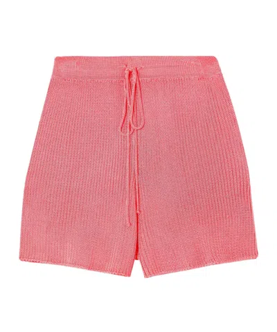 Calle Del Mar High-waisted Wide-leg Cotton Trousers In Pink