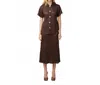 Calle Del Mar Ivy Short Sleeve Shirt In Chocolate In Brown