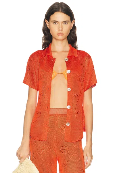 Calle Del Mar Ivy Short Sleeve Shirt In Red