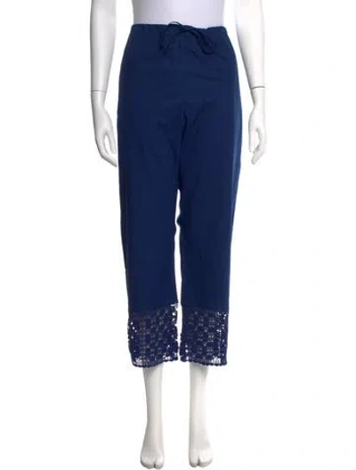 Pre-owned Calle Del Mar Lace Pattern Straight Leg Pants In Blue