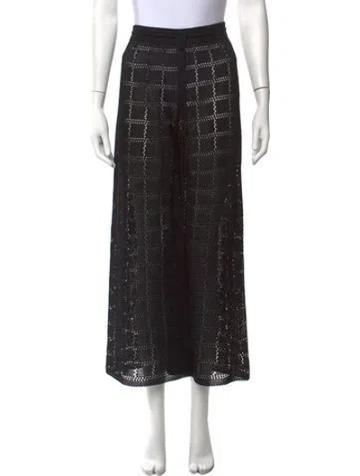 Pre-owned Calle Del Mar Lace Pattern Wide Leg Pants In Black