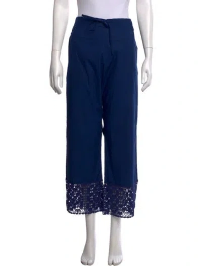 Pre-owned Calle Del Mar Lace Pattern Wide Leg Pants In Blue
