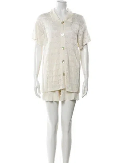 Pre-owned Calle Del Mar Linen Lace Pattern Skirt Set In Neutral