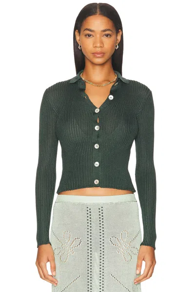 Calle Del Mar Long Sleeve Cardigan In Green
