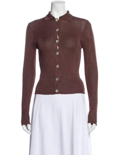 Pre-owned Calle Del Mar Long Sleeve Polo In Brown