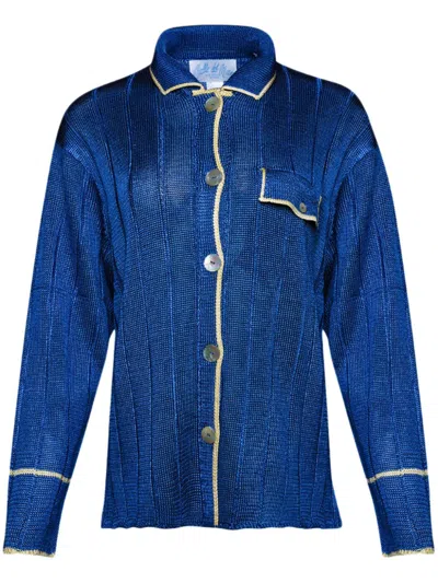 Calle Del Mar Long-sleeve Ribbed Shirt In Blue