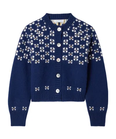 Calle Del Mar Fair Isle Cashmere Cardigan In Blue