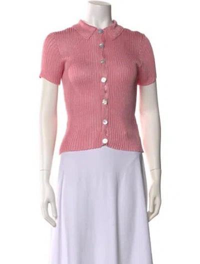 Pre-owned Calle Del Mar Mock Neck Short Sleeve Polo In Pink