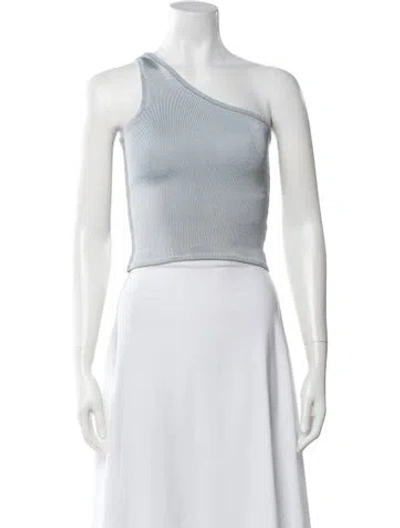 Pre-owned Calle Del Mar One-shoulder Sleeveless Crop Top In Blue
