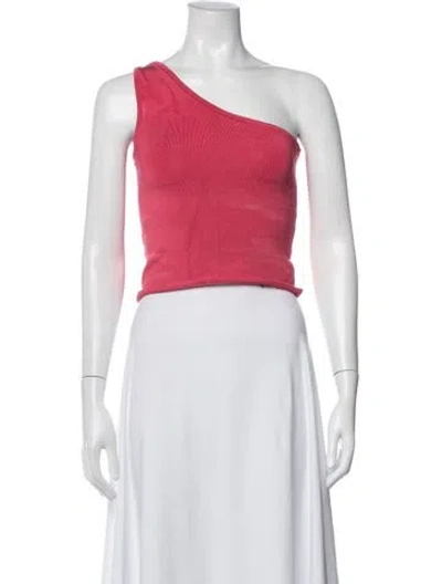 Pre-owned Calle Del Mar One-shoulder Sleeveless Crop Top In Pink
