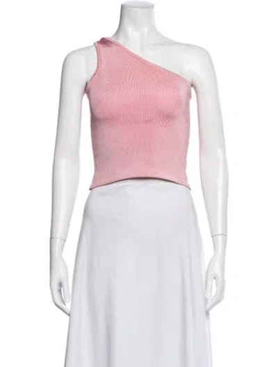 Pre-owned Calle Del Mar One-shoulder Sleeveless Crop Top In Pink