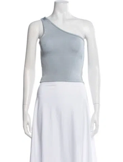 Pre-owned Calle Del Mar One-shoulder Sleeveless Crop Top W/ Tags In Blue