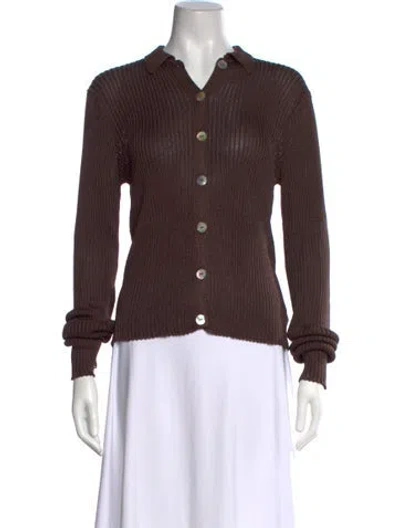 Pre-owned Calle Del Mar Open Front Sweater In Brown