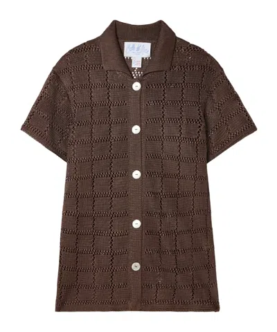 Calle Del Mar Open-knit Shirt In Brown