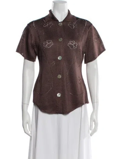 Pre-owned Calle Del Mar Patterned Crew Neck Sweater In Brown