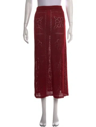Pre-owned Calle Del Mar Patterned Long Skirt W/ Tags In Red