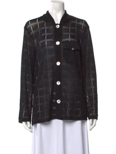 Pre-owned Calle Del Mar Patterned Long Sleeve Top In Black