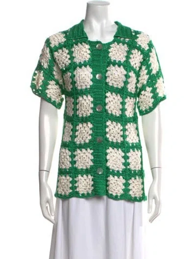 Pre-owned Calle Del Mar Patterned Sweater In Green