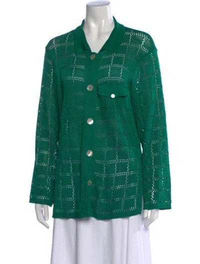 Pre-owned Calle Del Mar Patterned Sweater In Green