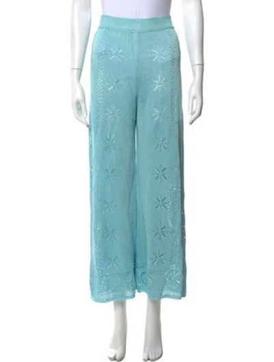 Pre-owned Calle Del Mar Patterned Wide Leg Pants In Blue