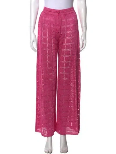 Pre-owned Calle Del Mar Patterned Wide Leg Pants In Pink
