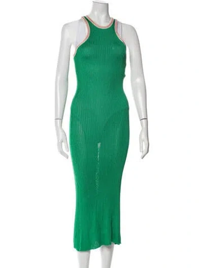 Pre-owned Calle Del Mar Printed Long Dress In Green